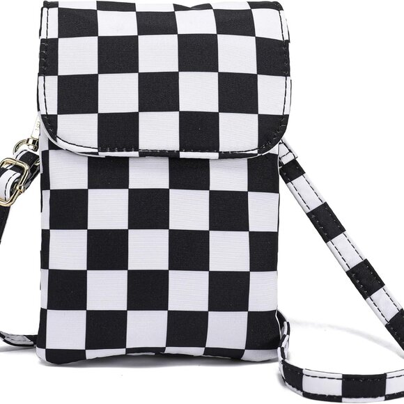 Other - Nylon Checkered Crossbody Bag Small Womens Purse Adjustable Strap